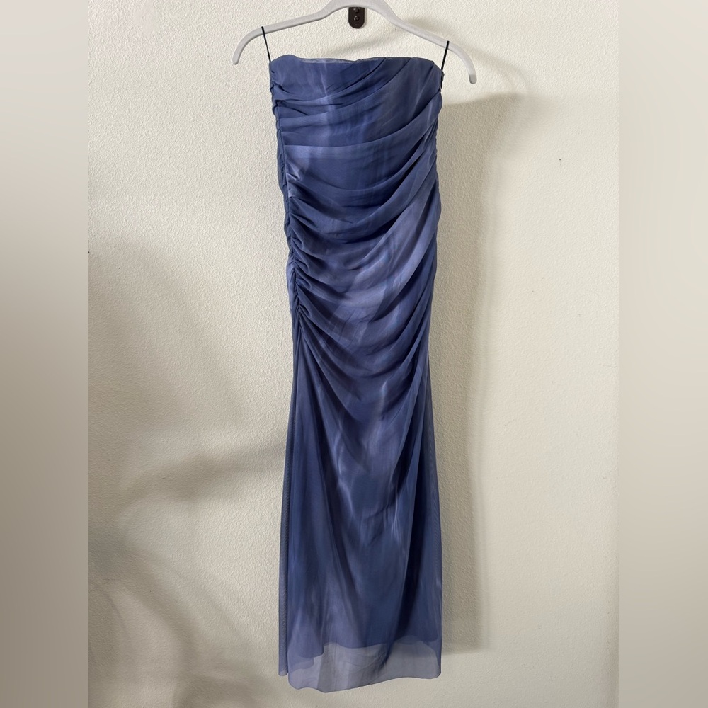 Zara Strapless Tulle Tie-Dye Print Dress - Picture 3 of 12